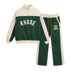 Contrast Varsity cotton sweatshirt pant sets