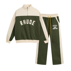 Contrast Varsity cotton sweatshirt pant sets