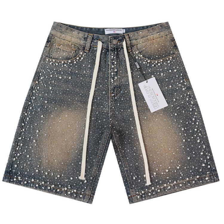 Rhinestone Denim Shorts #8703
