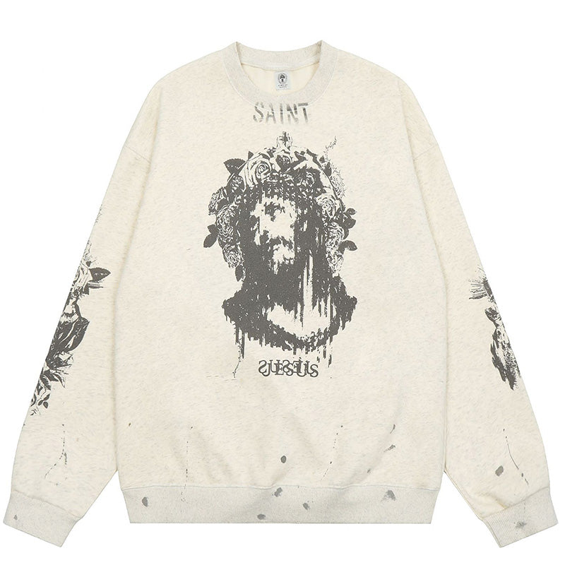 Graffiti print plus velvet Sweatshirts