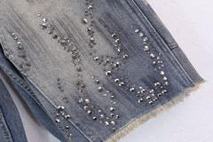 Diamond Embellished Denim Shorts