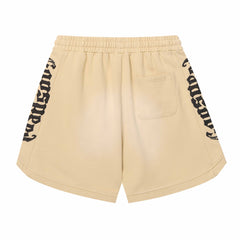 Embroidered Washed Distressed Short Orange/Apricot