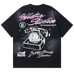 HELLSTAR Girls' Telephone Print T-shirt