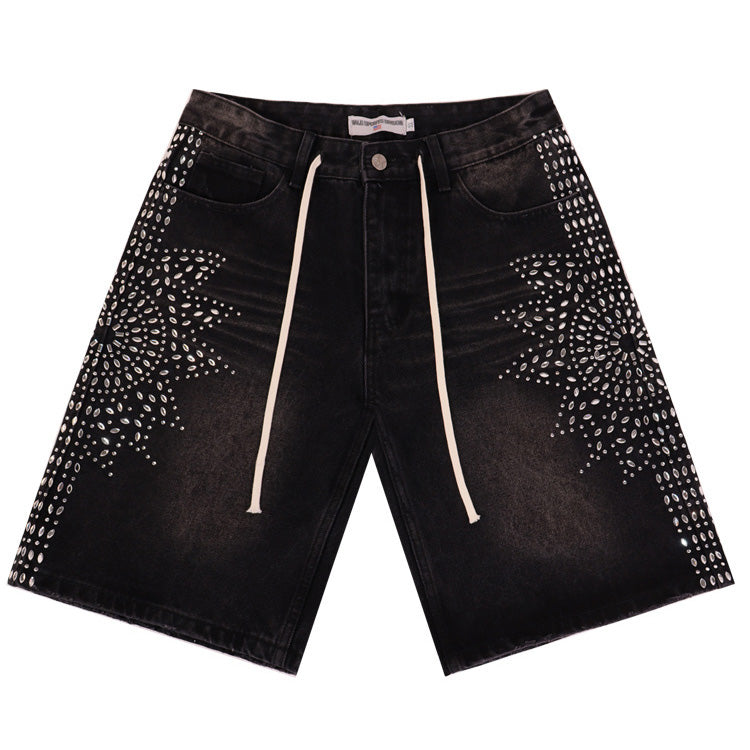Rhinestone Denim Shorts #8692