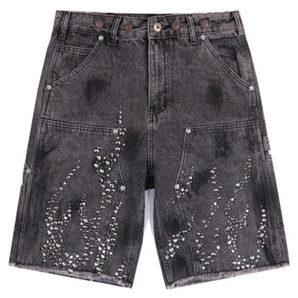 Diamond Embellished Denim Shorts
